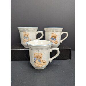 Tienshan Theodore Country Bear Two-Sided Pattern 8 Oz Coffee/Tea Cup Lot of 3